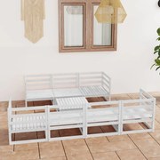 8 pcs conjunto lounge de jardim pinho maciço branco