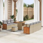 Conjunto de Sofá de Jardim vidaXL de 10 Peças com Almofadas Rattan Pol