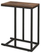 Mesa lateral em formato de "C" para sofá e cama Mesa lateral para sofá 64 cm Estrutura de metal Bandeja para TV Mesa Carvalho rústico Preto