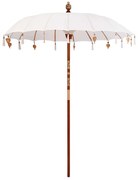 vidaXL Guarda-sol Manual Creme x 250 cm Algodão e madeira sólida