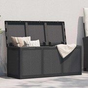 vidaXL Caixa de arrumação para jardim 270 L vime PP preto
