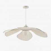 Lâmpada De Teto Suspensa Benavid Ø100 Cm & Linho E Algodão Beige Creme - Sklum
