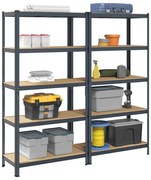 vidaXL Prateleiras de armazenamento de 5 camadas 2 pcs aço antracite