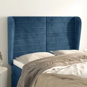 Cabeceira cama c/ abas veludo 147x23x118/128 cm azul-escuro