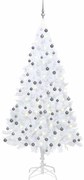 vidaXL Árvore Natal artificial pré-iluminada c/ bolas branco