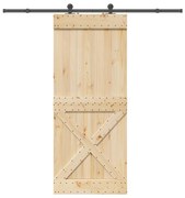 vidaXL Porta de correr com ferragens 95x210 cm madeira de pinho maciça