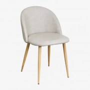 Pacote De 2 Cadeiras De Jantar Estofadas Em Couro Sintético Kana Toupeira Claro & Madeira Natural - Sklum