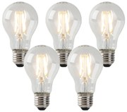 Conjunto de 5 lâmpadas LED E27 transparentes 3W 250lm 2200K