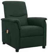 Poltrona de massagens reclinável tecido verde-escuro