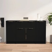 Aparadores 3 pcs derivados de madeira preto