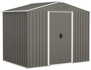 Outsunny Abrigo de Jardim de 3,6 m² 236x174x190 cm para Armazenamento de Ferramentas com Portas de Correr e 4 Janelas de Ventilação Cinza | Aosom Portugal