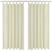 Cortinas de cetim com presilhas, 2 pcs, 140 x 175 cm, creme