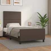 Estrutura cama c/ cabeceira 100x200cm couro artificial castanho