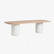 Rectangular Dining Table 270x110 Cm In Acacia Wood Leighton Marrom Acácia Claro & Branco Brilhante - Sklum