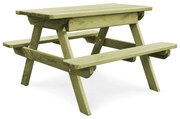 vidaXL Mesa infantil com bancos p/ piqueniques pinho impregnado