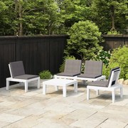 4 pcs conjunto lounge de jardim com almofadões plástico branco