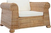 vidaXL Poltrona com almofadões em vime natural