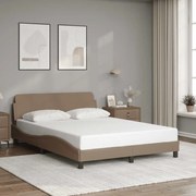 vidaXL Estrutura de cama Dover couro artif. 140x190 cm cappuccino