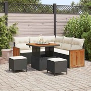 vidaXL Conjunto de Sofá de Jardim 8 pcs Preto e creme 80 x 80 x 71 cm