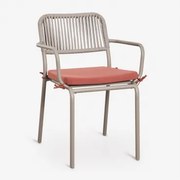 Pack De 4 Cadeiras De Jardim Empilháveis Com Braços Em Corda Trançada Arhiza Castanho Moka - Terracota - Sklum