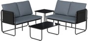 Outsunny Conjunto de Jardim de 4 peças Móveis de Exterior com 2 Sofás de 2 Lugares 2 Mesas de Vidro Almofadas Capas Removíveis Cinza | Aosom Portugal
