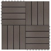 Ladrilhos de pavimento 11 pcs WPC 1m² 30x30 cm castanho escuro