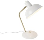 Candeeiro de Mesa Retro Branco com Bronze 38cm - Milou