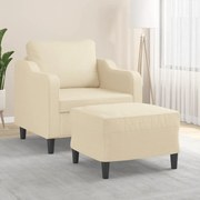 vidaXL Poltrona com apoio de pés 60 cm tecido cor creme