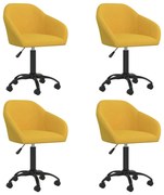 Cadeiras de jantar giratórias 4 pcs veludo amarelo