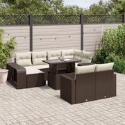 vidaXL 11 pcs conjunto sofás de jardim c/ almofadões vime PE castanho