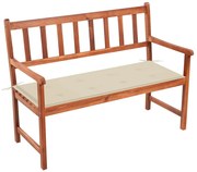 vidaXL Banco de jardim c/ almofadão 120 cm madeira de acácia maciça
