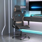 vidaXL Cadeira de gaming tecido preto e cinzento-acastanhado
