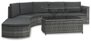 4 pcs conjunto lounge de jardim c/ almofadões vime PE cinzento