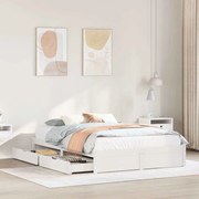 vidaXL Cama sem colchão 135x190 cm madeira de pinho maciça branco