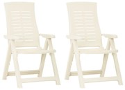 Cadeiras de jardim reclináveis 2 pcs plástico branco