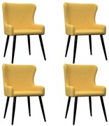 Cadeiras de jantar 4 pcs tecido amarelo