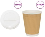 vidaXL Copos de café de papel com tampas 1000 pcs 16oz 400ml