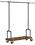 Suporte para roupas com varão extensível, prateleira e rodas. | VASAGLE | 104.5 x 40 x 160 cm | preto|marrom retrô | RGR110B01.