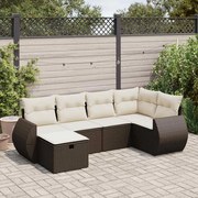 vidaXL 6 pcs conjunto de sofás jardim c/ almofadões vime PE castanho