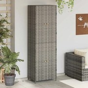 vidaXL Armário de arrumação p/ jardim 59x40x180 cm vime PE cinza