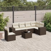 vidaXL 7 pcs conjunto de sofás jardim c/ almofadões vime PE castanho