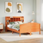 vidaXL Cama com estante sem colchão 150x200 cm pinho maciço