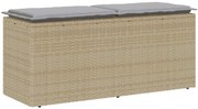vidaXL Banco de jardim com almofadão 110x40x44 cm vime PE bege