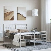 vidaXL Estrutura de cama com cabeceira e pés 150x200 cm metal branco