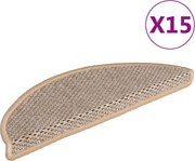 vidaXL Tapetes escada adesivos aspeto sisal 15pcs 56x17x3cm bege-claro