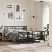 vidaXL Estrutura de cama com cabeceira e pés 150x200 cm metal preto