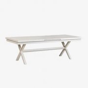 Mesa De Jantar Extensível Retangular De Alumínio (240-300x100 Cm) Karena Gardénia Branco - Sklum