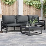 vidaXL Conjunto de Sofá de Jardim 3 pcs Cinzento-escuro Aço