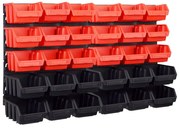 32 pcs kit caixas arrumação com painéis parede vermelho e preto