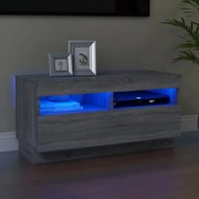 vidaXL Móvel de TV com luzes LED 80x35x40 cm sonoma cinzento